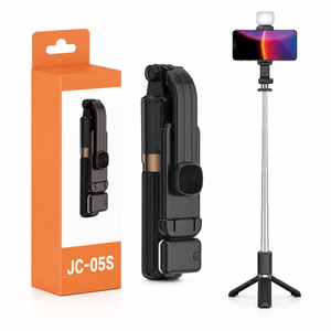 Trípode Compacto JC-05S con Palo Selfie y Luz LED de Relleno, Empuñadura de Acero Inoxidable con Ranura Recta de 745 mm - Product Image 2