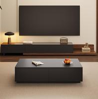 Mueble de TV moderno al por mayor Mueble de TV de pie negro de alta calidad Mueble de pared de salón Material del armario
