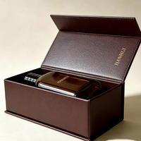 Flacon de parfum rectangulaire de luxe en verre ambré, avec logo personnalisé imprimé, atomiseur de parfum vide avec couvercle noir
