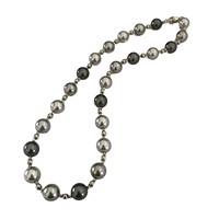 Collier Clavicule Vintage Français en Argent 925 avec Pendentif Moissanite Ciel Étoilé à 4 Griffes, Chaîne Câble et Perles Mixtes Découpées au Laser