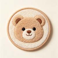 Patchs en chenille brodés avec logo d'ours mignon personnalisé de haute qualité OEM, patchs vintage pour vêtements, écologiques et durables