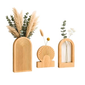 Wooden <b>Wall</b> Mounted <b>Display</b> Rack Geometric Shape Minimalist Home Decor Dried Flower Holder <b>Wall</b> Decoration - Product Image 1