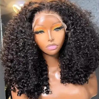 14-26 pouces 100% vrais cheveux humains 13*4 4*4 5*5 2*6 Pixie bouclés cheveux humains bruts Double dessiné sans colle Afro femme couvre-chef bouclés perruque