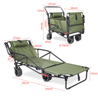 Chariot pliable robuste TIANHAIDA 2-en-1, capacité de 650 lb, roues tout-terrain avec freins, poches latérales