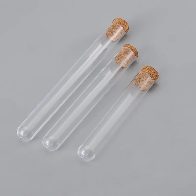 Factory Wholesale PS High Transparent Round Bottom Plastic Test Tube With Cork