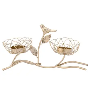 Vogel Ambachtelijke Kandelaar Houder Decoraties Ronde Ring Kaars Gebruiksvoorwerpen Romantische Bruiloft Rekwisieten Metalen Kandelaar
