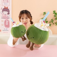 Creatieve kokosnoot knuffels, schattige fruit knuffelspeelgoed, pluche sleutelhangers voor strandvakantie, verjaardagscadeau voor meisjes