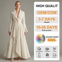 Robe longue en lin sur mesure de haute qualité pour femme, grande taille, à manches longues et taille naturelle, idéale pour l'automne