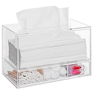 透明亚克力卫生组织器抽屉盒，带纸巾分配器展示架产品 - Product Image 6