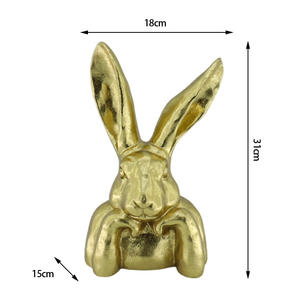 تماثيل أرنب بلاستيكية مطلية بالبلاتين والذهب تمثال أرنب ذهبي لديكور عيد الفصح - Product Image 3