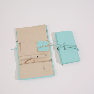 Multi-use Roll <b>Up</b> Organizer Dual-purpose Jewelry Roll Pencil <b>Case</b> Slim Space-saving Foldable PU Leather Storage - Product Image 3