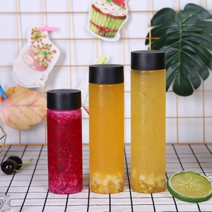 500ml 600ml Custom Transparent Disposable Juice Tea Beverage Bottles <b>Plastic</b> Screw <b>Cap</b> With Label - Product Image 2