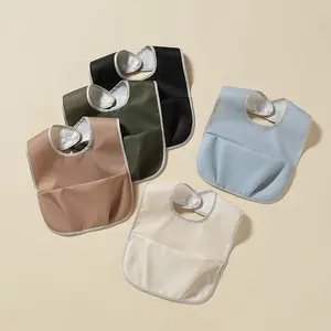 Bavoirs pour bébé en tissu doux, faciles à nettoyer et imperméables, sans manches avec poche, bavoirs pour nouveau-né