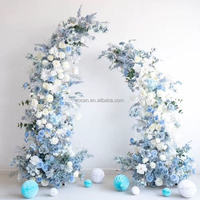 Anniversaire Babyshower Fleur Décoration Fleur Arche Stand Bleu Soie Fleur Artificielle Toile de Fond pour Fête Cérémonie Événement
