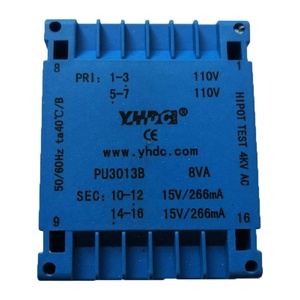 Transformador de Aislamiento de Tipo Plano YHDC 8VA con Doble Entrada 110V/115V y Doble Salida 6V/9V/12V/24V AC, Baja Altura, PU3013B - Product Image 2