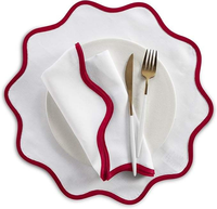Nouveaux sets de table en tissu français avec bords contrastés, en coton et lin, isolants thermiquement et résistants aux ondulations