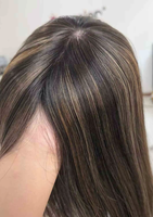 Perruque Lace Front sans colle avec dessus en peau, bretelles réglables, attaches auriculaires multidirectionnelles, en cheveux humains chinois couleur sel et poivre pour femmes blanches