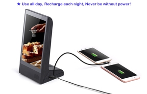 สถานีชาร์จโทรศัพท์ในร้านอาหาร พร้อมโฆษณาผ่าน WIFI เครื่องเล่นเพลง จอ LCD เมนูบนโต๊ะ แบตสำรอง - Product Image 3
