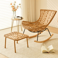 Fauteuil à bascule inclinable pour adultes, chaise longue de salon, canapé paresseux pour balcon, chaise de salon tressée moderne en coton