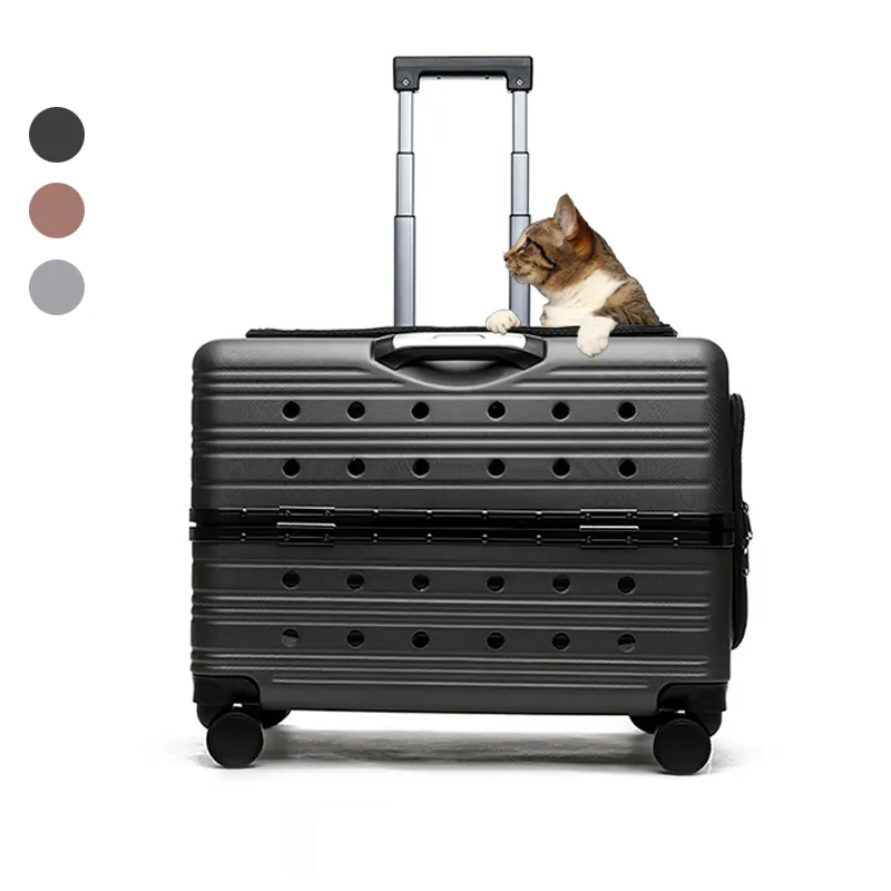 Kedi taşıyıcı çanta seyahat nefes kapsül Pet arabası bavul taşınabilir kedi ve köpek evrensel Pet tekerlekli çanta ile şeffaf