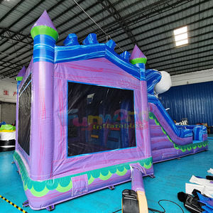 Castillo inflable morado para fiestas infantiles al aire libre, tobogán inflable comercial combinado para eventos - Product Image 5