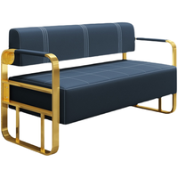 Conjunto de Sofá Cama Chesterfield Moderno y Contemporáneo de Cuero PU con Patas Metálicas para Sala de Estar, Hotel, Comedor, Almacén y Oficina