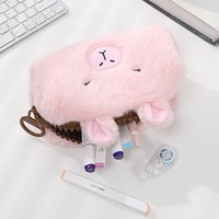 Kawaii grande capacité étudiant Capybara peluche porte-crayon multifonctionnel dessin animé papeterie et sac à cosmétiques jouets en peluche