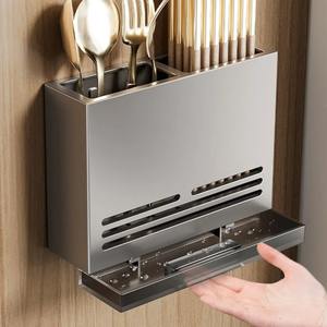 Soporte de pared para cuchillos de cocina al por mayor, organizador de utensilios domésticos con drenaje para palillos - Product Image 5