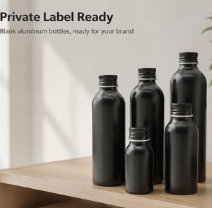 <b>Aluminum</b> <b>Bottle</b> 50ml 100ml 200ml Matte Black with Screw Cap for Essential Oil Aromatherapy Fragrance Cosmetic Packaging - Product Image 1