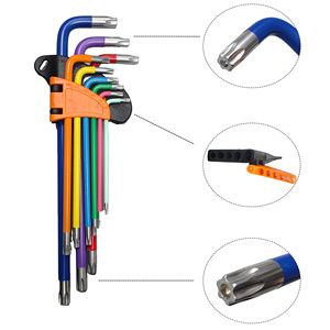 Lot de 9 clés Torx métriques allongées en acier au chrome-vanadium coloré, vente directe usine - Product Image 2