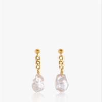 Pendientes de Perlas de Agua Dulce con Cuentas Doradas, Elegantes Pendientes Colgantes de Acero Inoxidable, Joyería de Moda para Mujer, Regalo