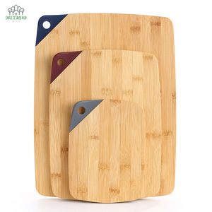 Bamboo Chopping Board <b>Set</b> Three Piece Small Medium Large Size Kitchen Cutting Board With Silicone Holes For Vegetables Meat - Product Image 2