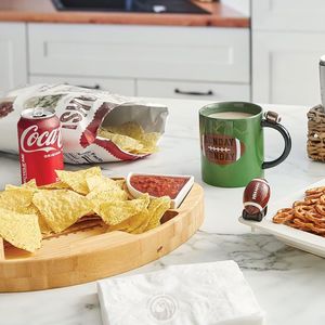 Bandeja de Servicio de Bambú con Forma de Balón de <span class=keywords><strong>Fútbol</strong></span> de 10'' X 16'' X 2.5'' Incluye 2 Bandejas para Salsas, Plato Grande para Servir Aperitivos de <span class=keywords><strong>Fútbol</strong></span> para Fiestas en Zonas de Aficionados - Product Image 4