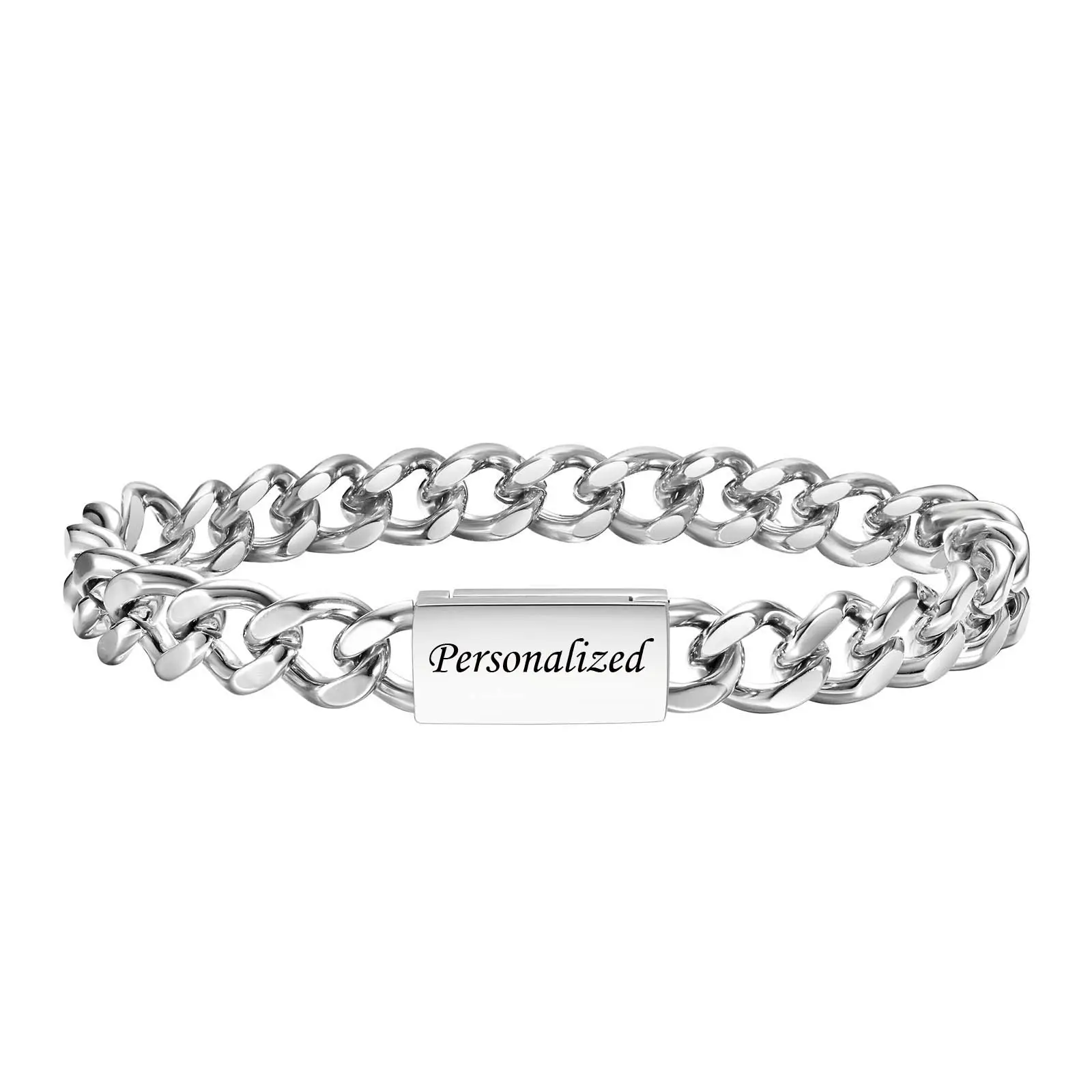 Braccialetto identificativo per papà ragazzi regalo di compleanno personalizzato in acciaio inossidabile bracciale a catena da uomo personalizzato