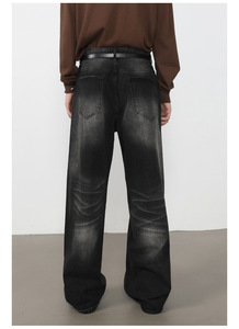 กางเกงยีนส์ขาบานสำหรับผู้ชายกางเกงยีนส์ขาบานสีฟ้าเข้มสีฟ้าซีดจางตามสั่ง - Product Image 6