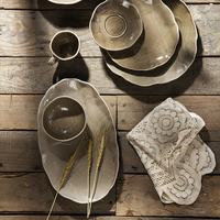 Chine Usine four changeant Yayu créatif gris porcelain_set irrégulier china_dinnerware _ rétro ciramique dîner ensemble assiettes en céramique
