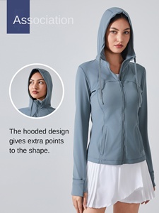 Nouvelle veste de sport à capuche pour femme grande taille, coupe ajustée, zippée, élastique, pour la course et le yoga, anti-transpiration, avec fermeture éclair sur le devant - Product Image 6