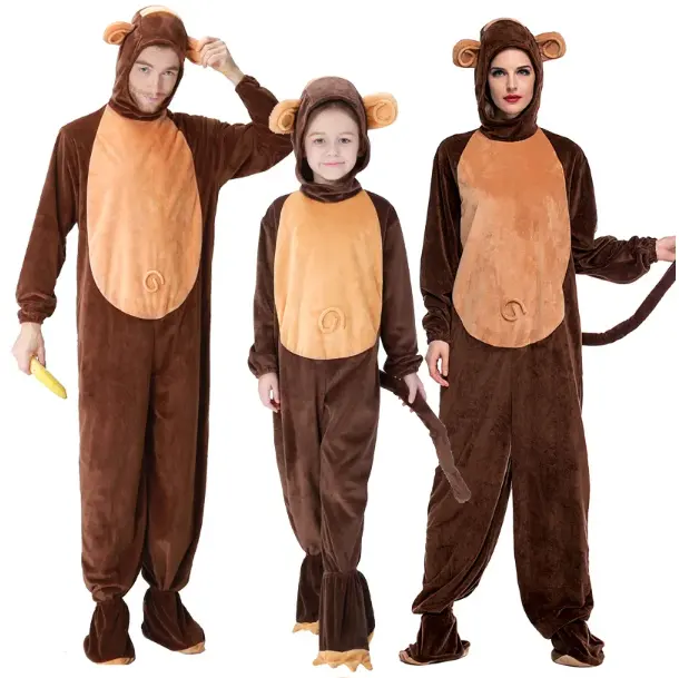 Halloween Cosplay Monkey Jumpsuit Anime Clothing Adult Parent-child Performance Clothing Role Play Monkey Bodysuit Costume