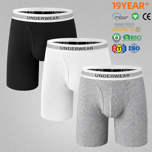 Boxer da Uomo Personalizzati a Gamba Lunga, Intimo Sportivo Traspirante ed Ecologico, Taglie Forti, Tinta Unita - Product Image 1