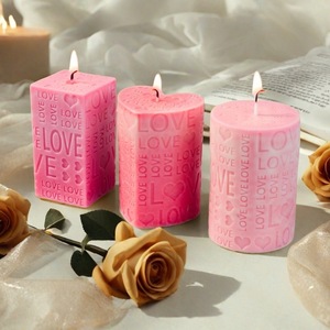 Heart Shaped Square Cylindrical Love Relief <b>Candle</b> <b>Mold</b> For Valentine's Day Decorative Plaster Ornament DIY Craft Making Kit - Product Image 1
