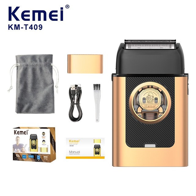 KEMEI KM-t409 2000mAh Rechargeable Electric Balding Head Shaver Stainless Steel 2Blades 8000RPM Brushless Motor Beard Razor Mens