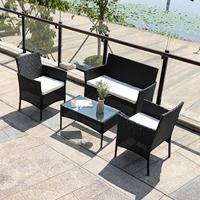 Ensemble de table et chaises de jardin en rotin personnalisé, quatre pièces, pour salle à manger ou hôtel, meubles de loisirs en rotin pour villa ou terrasse
