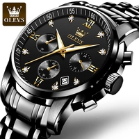 OLEVS 2858 Business multi-fuseau horaire montre-bracelet étanche fonction analogique Date montre c