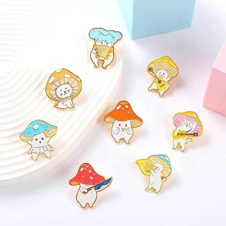 Custom Soft Metal Logo Lapel Pin Badge Anime Clothes Hat Red Hemp and Mushroom People Enamel Bulk Manufacturer Enamel Pin