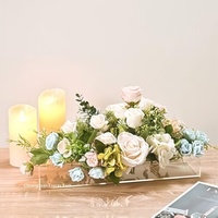 Boîte à fleurs rectangulaire transparente, support pour plantes hydroponiques, vase décoratif pour les tables de banquet de mariage