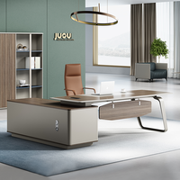 Bureau de direction en forme de L, mobilier de bureau moderne personnalisé, bureau de travail pour PDG, table de bureau avec armoire latérale pour bureau ou école