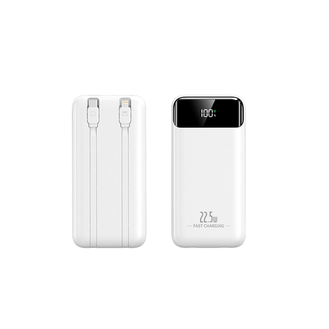 20000mAh Power Bank 22.5W PD Fast Charging Built-in Type C Cables LED Digital Display Portable External Battery Pack
