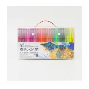 kalemler 48 Suppliers-Sıcak yeni ürünler çin tedarikçiler çocuk çift başlı suluboya kalem 48 renk komik grafiti kalem