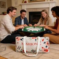 Sac de rangement Mahjong en toile durable, grande capacité, 3 pièces, avec logo personnalisable, pour tuiles et supports