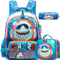 Ensemble de sacs à dos en nylon à motif de dessin animé BunnyFly, 3 pièces, sac à lunch et boîte pour enfant de 3 à 12 ans, sacs d'école de grande capacité pour enfants